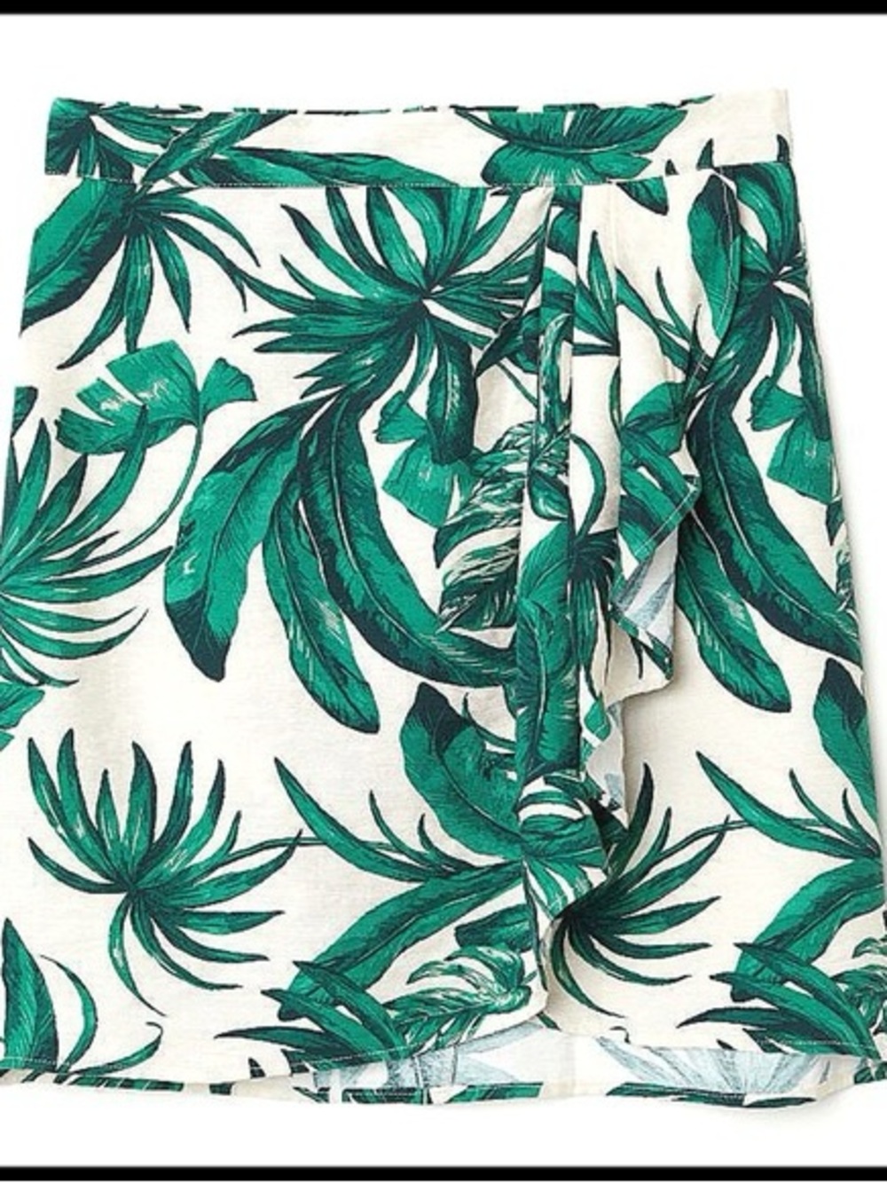H&M White Tropical Leaf Wrap Skort